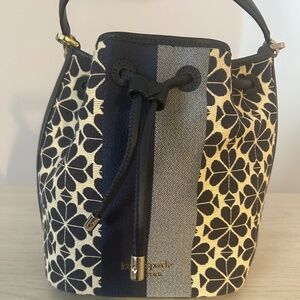 Kate Spade flower Jacquard stripe sinch bucket bag